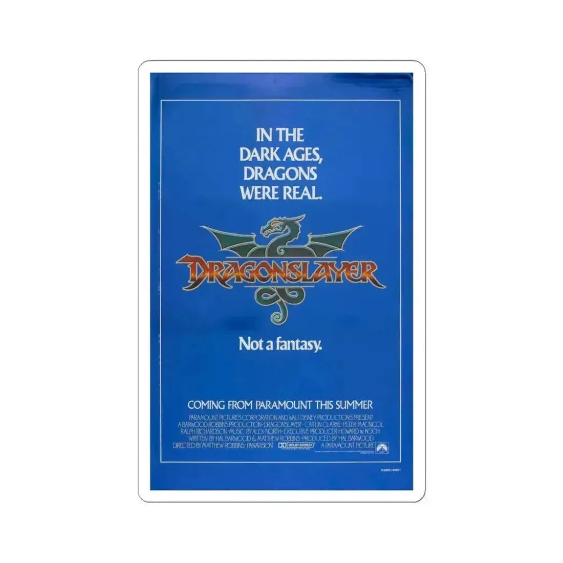 Dragonslayer 1981 Movie Poster - STICKER Vinyl Kiss-Cut Decal 6 Inch White - The Sticker Space