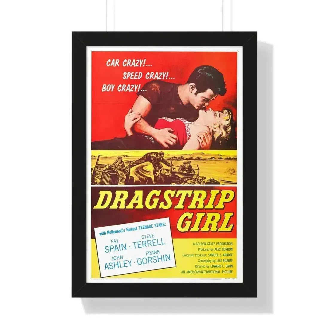 DRAGSTRIP GIRL 1957 - Framed Movie Poster 16″ x 24″ Black - The Sticker Space
