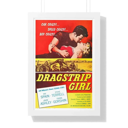 DRAGSTRIP GIRL 1957 - Framed Movie Poster 16″ x 24″ White - The Sticker Space