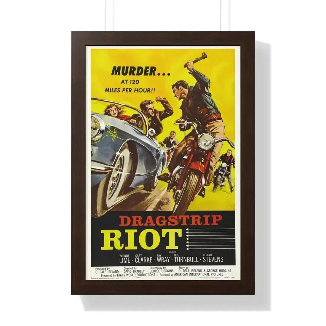 DRAGSTRIP RIOT 1958 - Framed Movie Poster 16″ x 24″ Walnut - The Sticker Space