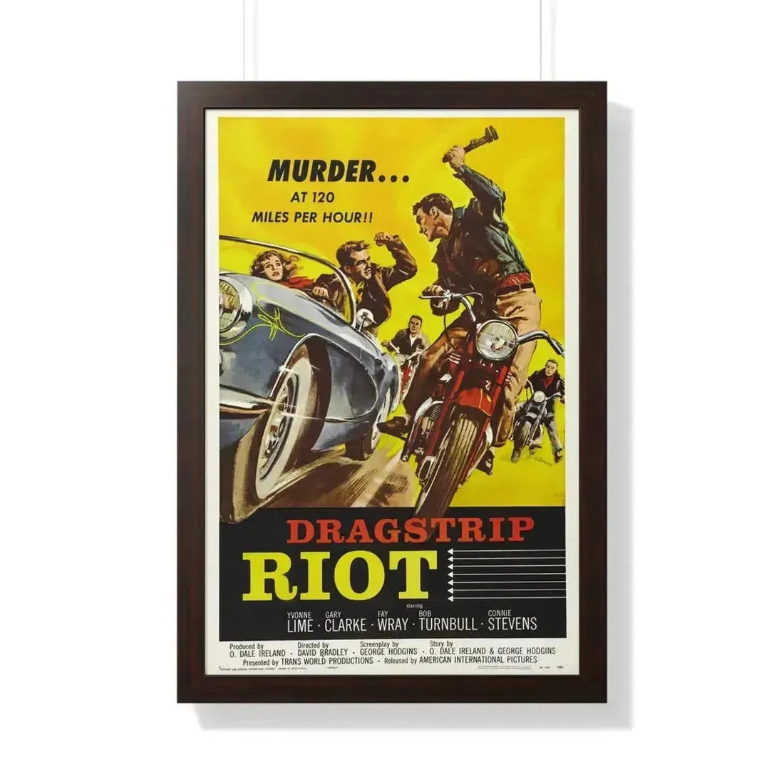 DRAGSTRIP RIOT 1958 - Framed Movie Poster 20" x 30" Walnut - The Sticker Space