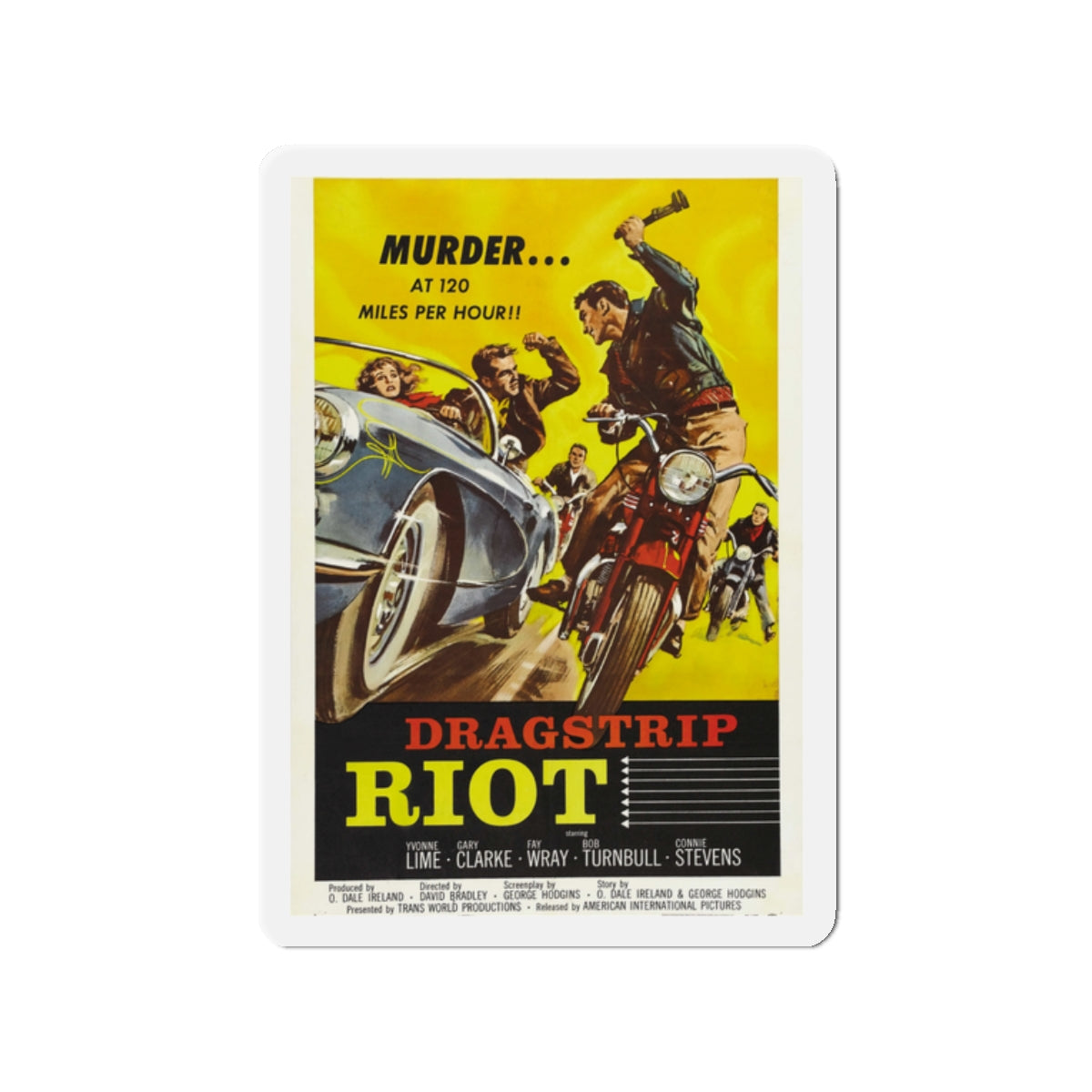 DRAGSTRIP RIOT 1958 Movie Poster - Die-Cut Magnet-2" x 2"-The Sticker Space