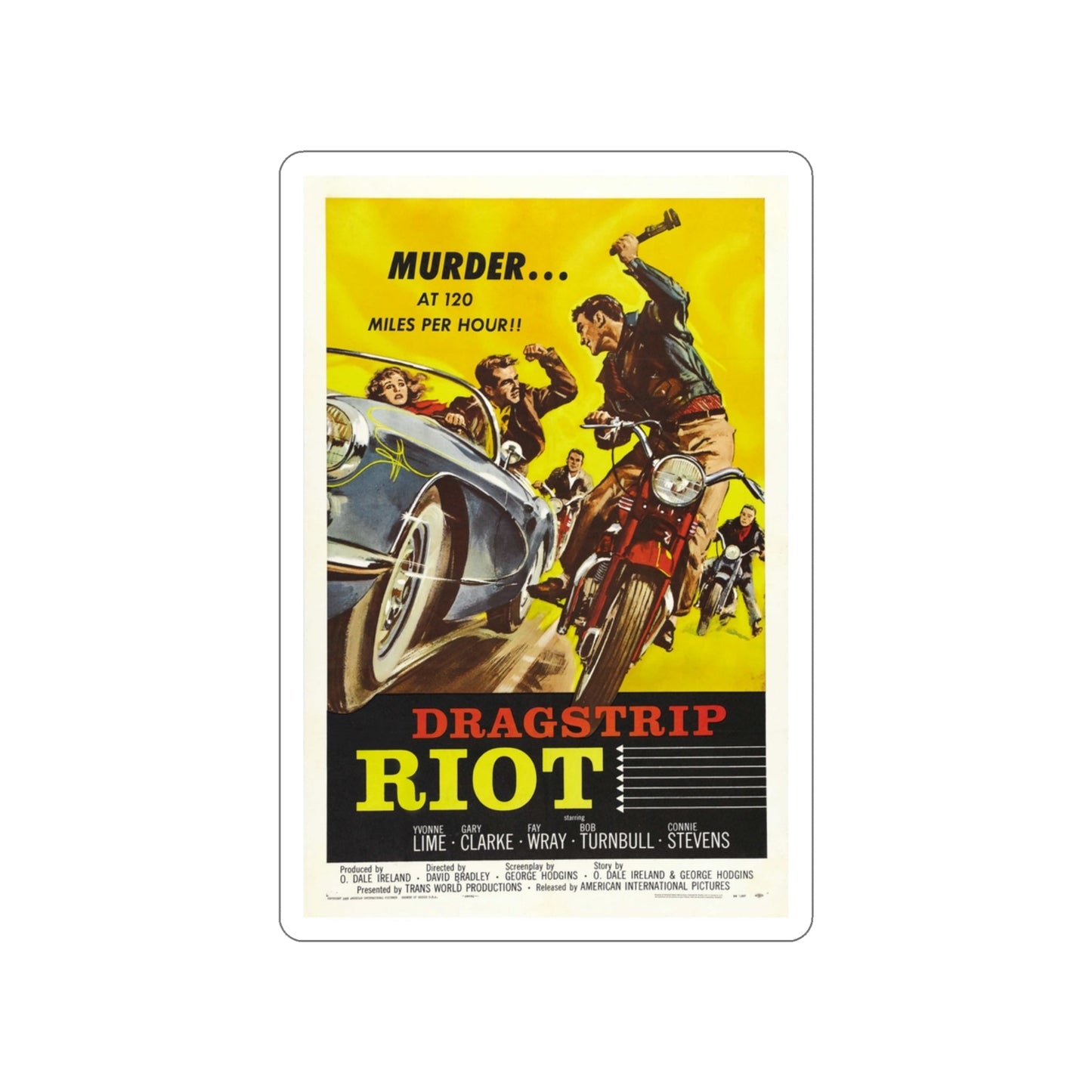 DRAGSTRIP RIOT 1958 Movie Poster STICKER Vinyl Die-Cut Decal-3 Inch-The Sticker Space