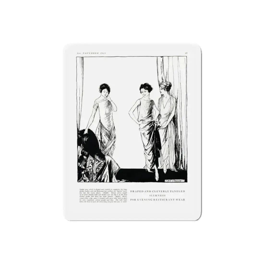 Draped and Cleverly Paneled ..., Harper's Bazaar, November 1921 (Magazine Illustration) Refrigerator Magnet - The Sticker Space