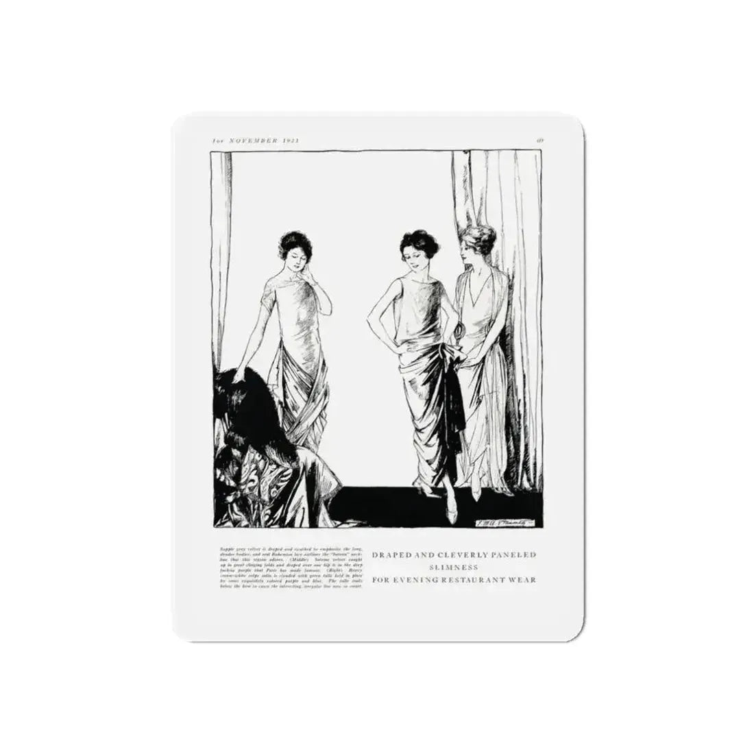 Draped and Cleverly Paneled ..., Harper's Bazaar, November 1921 (Magazine Illustration) Refrigerator Magnet - The Sticker Space