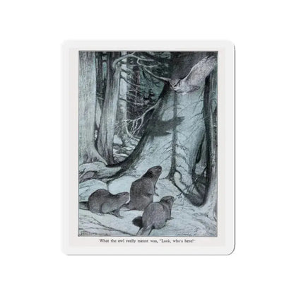 Drat that nosy, noisy owl (Magazine Illustration) Refrigerator Magnet 2 Inch Die-Cut - The Sticker Space