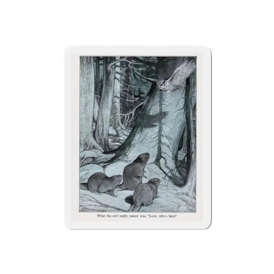 Drat that nosy, noisy owl (Magazine Illustration) Refrigerator Magnet - The Sticker Space