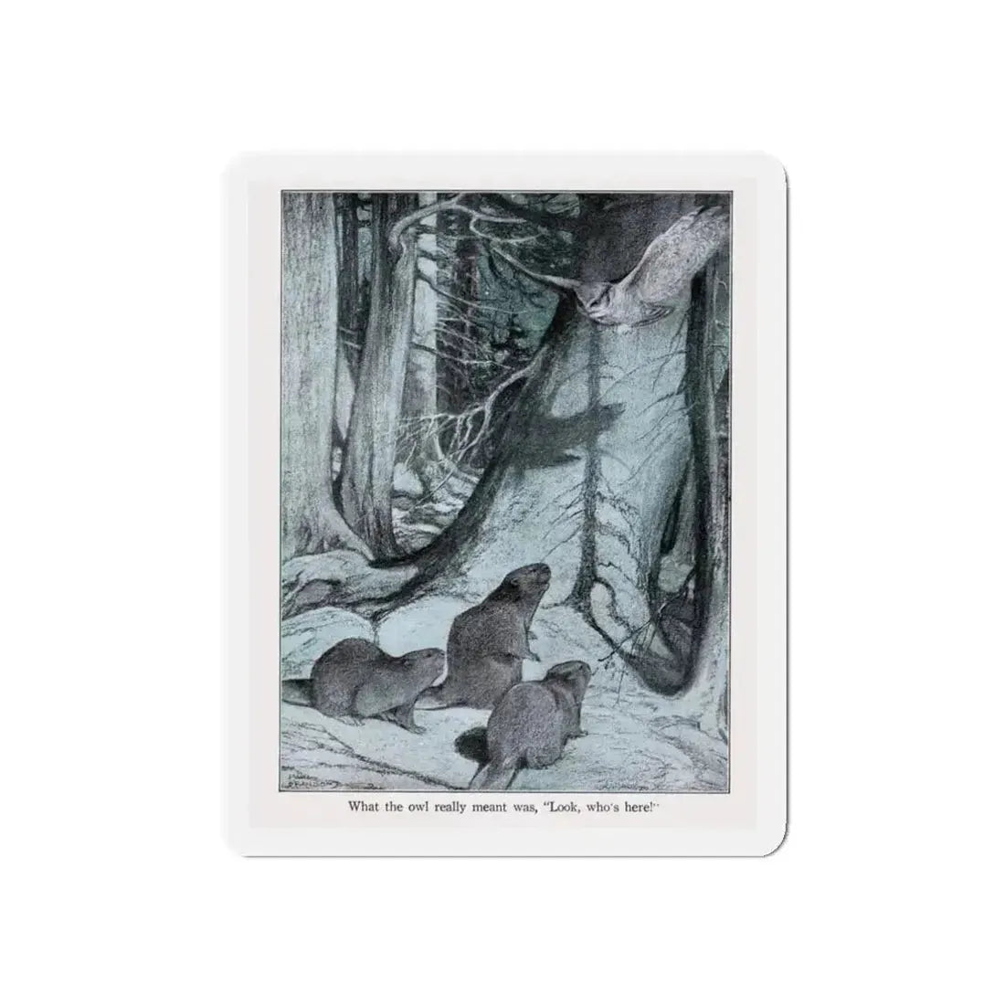 Drat that nosy, noisy owl (Magazine Illustration) Refrigerator Magnet - The Sticker Space