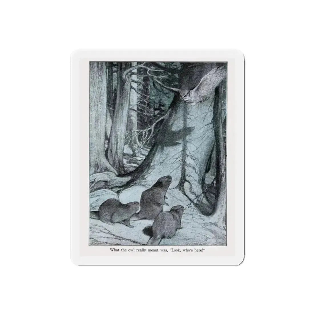 Drat that nosy, noisy owl (Magazine Illustration) Refrigerator Magnet - The Sticker Space