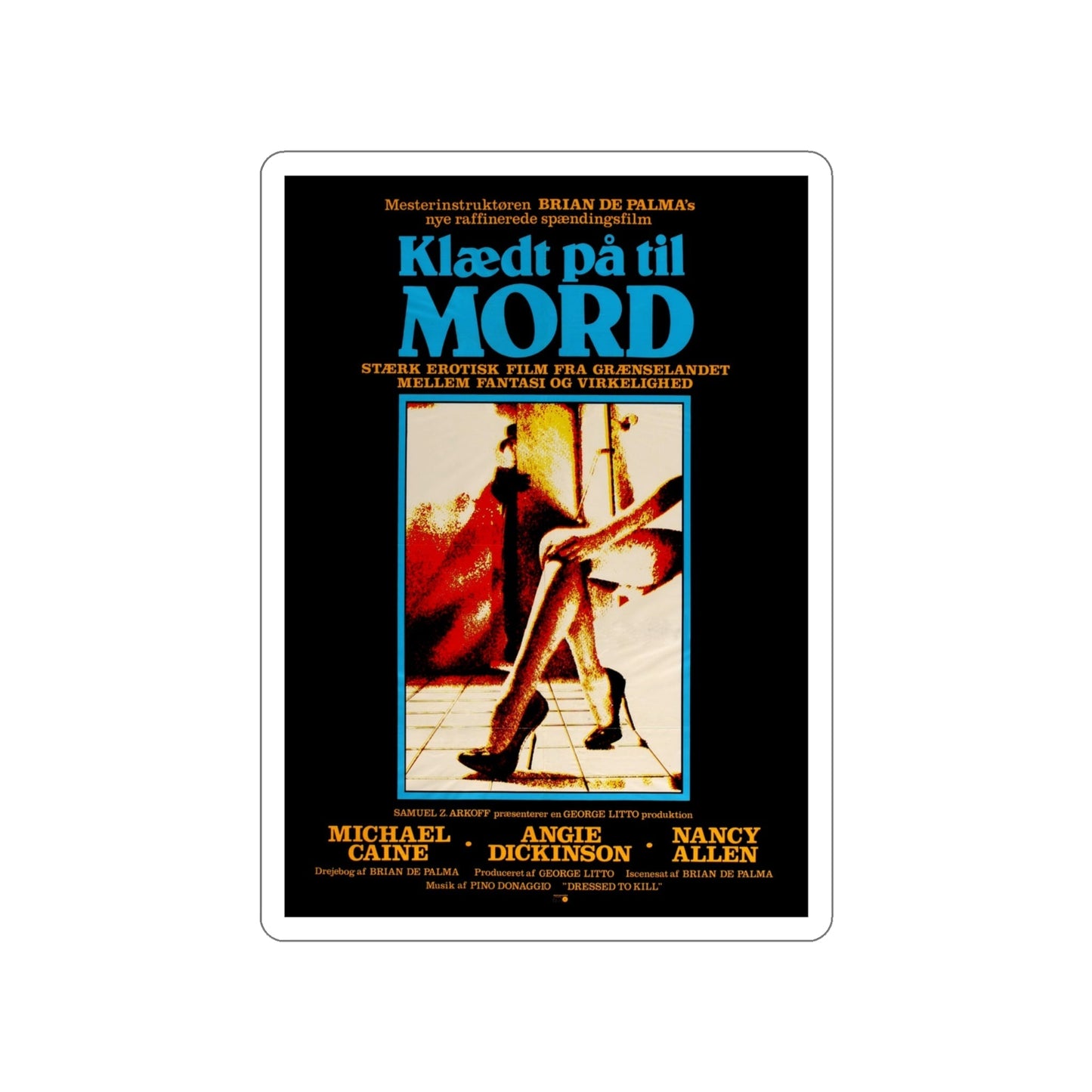 DRESSED TO KILL (DANISH) 1980 Movie Poster STICKER Vinyl Die-Cut Decal-4 Inch-The Sticker Space