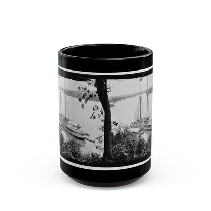 Drewry's Bluff, Va. Federal Transports With Cargoes Of Artillery On The James (U.S. Civil War) Black Coffee Mug-15oz-The Sticker Space