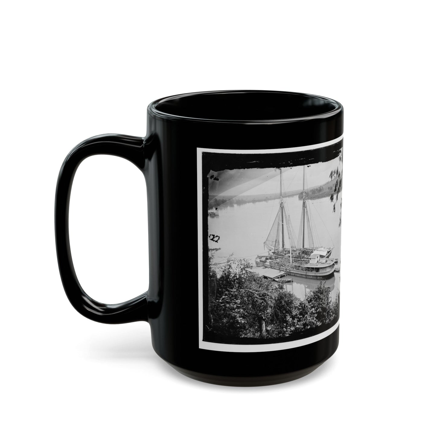 Drewry's Bluff, Va. Federal Transports With Cargoes Of Artillery On The James (U.S. Civil War) Black Coffee Mug-The Sticker Space