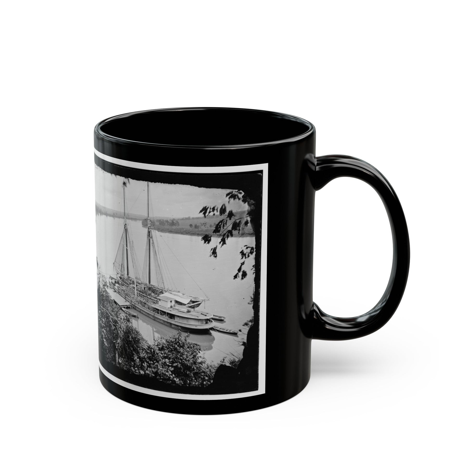 Drewry's Bluff, Va. Federal Transports With Cargoes Of Artillery On The James (U.S. Civil War) Black Coffee Mug-The Sticker Space