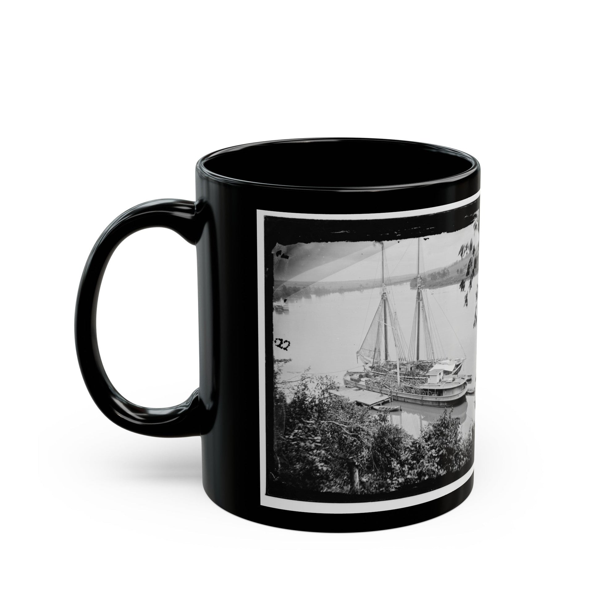 Drewry's Bluff, Va. Federal Transports With Cargoes Of Artillery On The James (U.S. Civil War) Black Coffee Mug-The Sticker Space