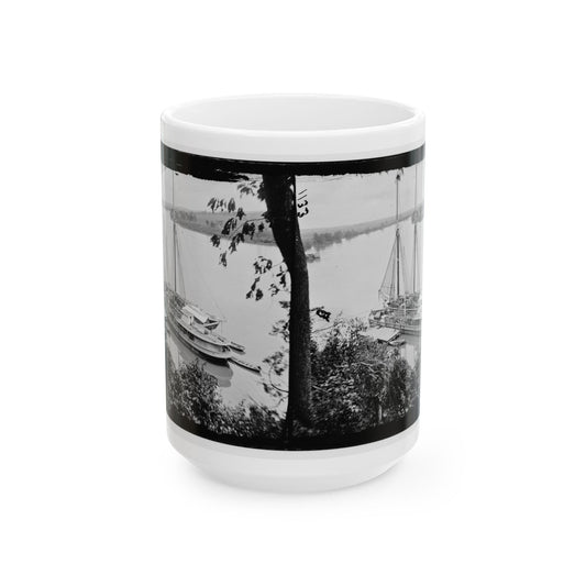 Drewry's Bluff, Va. Federal Transports With Cargoes Of Artillery On The James (U.S. Civil War) White Coffee Mug