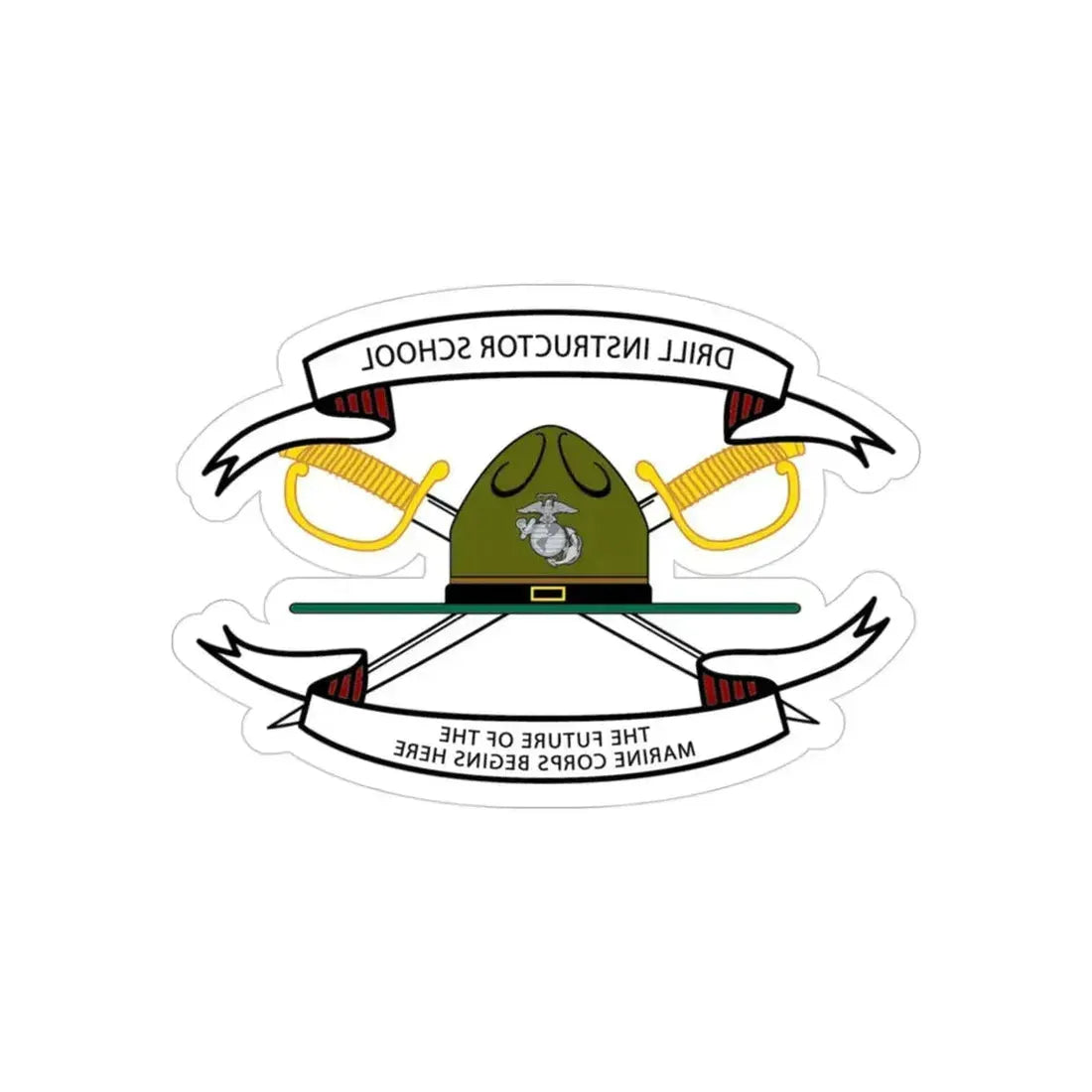 Drill Instructor School (USMC) REVERSE PRINT Transparent Die-Cut STICKER 3 Inch Die-Cut Transparent - The Sticker Space