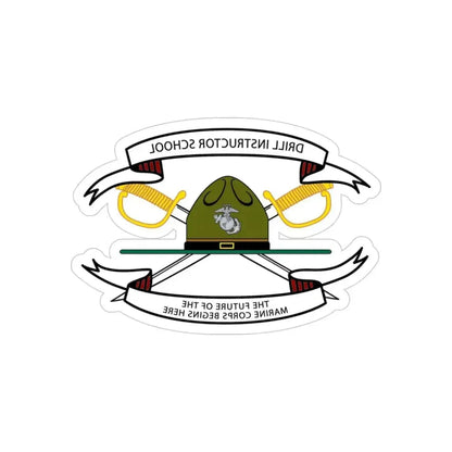 Drill Instructor School (USMC) REVERSE PRINT Transparent Die-Cut STICKER 3 Inch Die-Cut Transparent - The Sticker Space