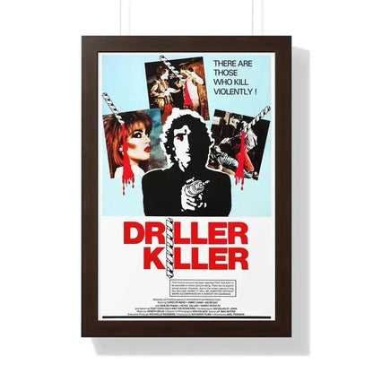 DRILLER KILLER 1979 - Framed Movie Poster 16″ x 24″ Walnut - The Sticker Space