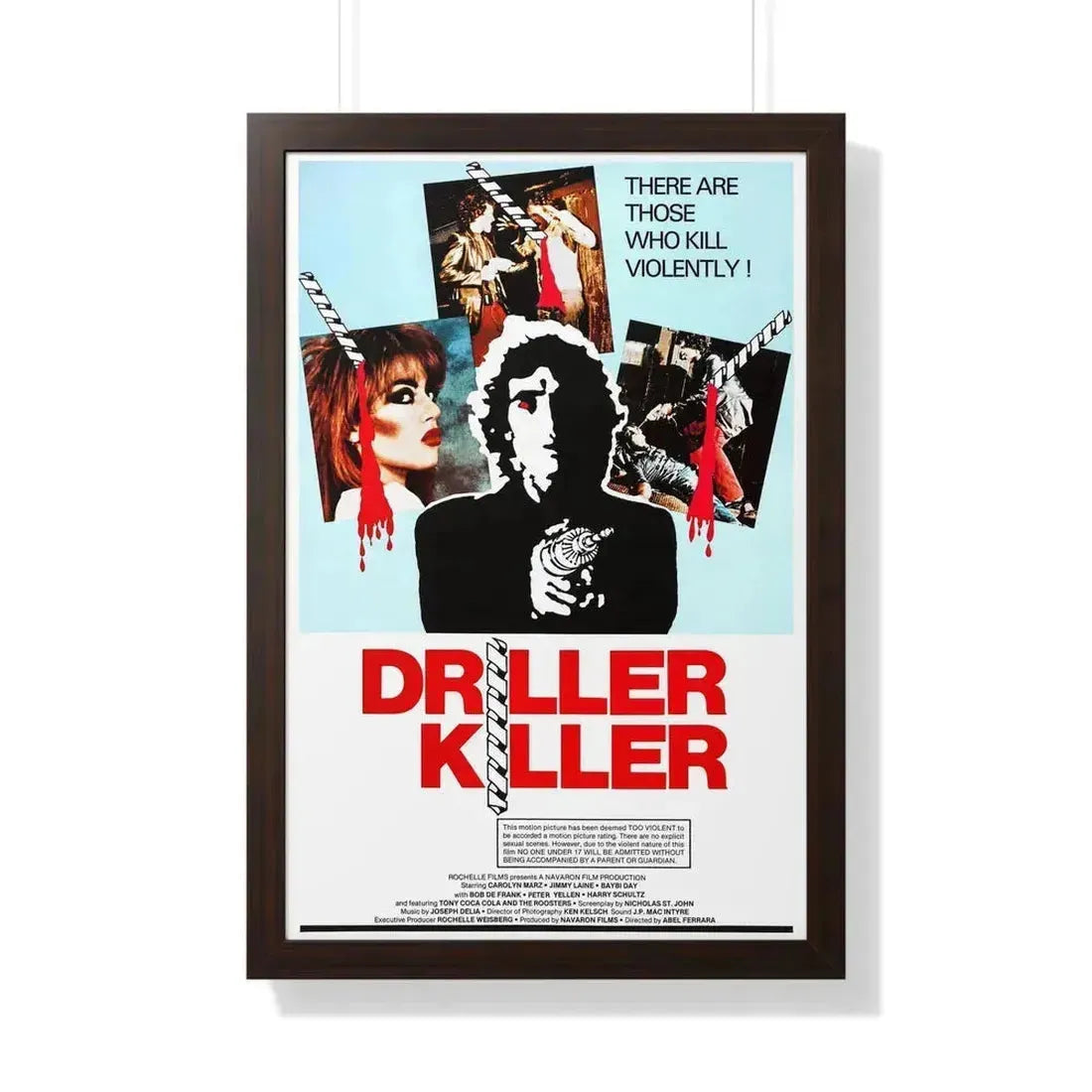 DRILLER KILLER 1979 - Framed Movie Poster 20" x 30" Walnut - The Sticker Space