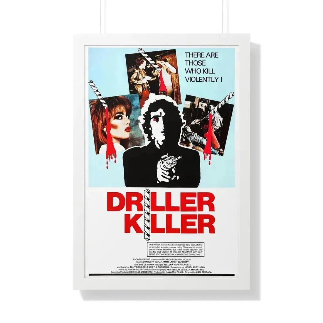 DRILLER KILLER 1979 - Framed Movie Poster 20" x 30" White - The Sticker Space