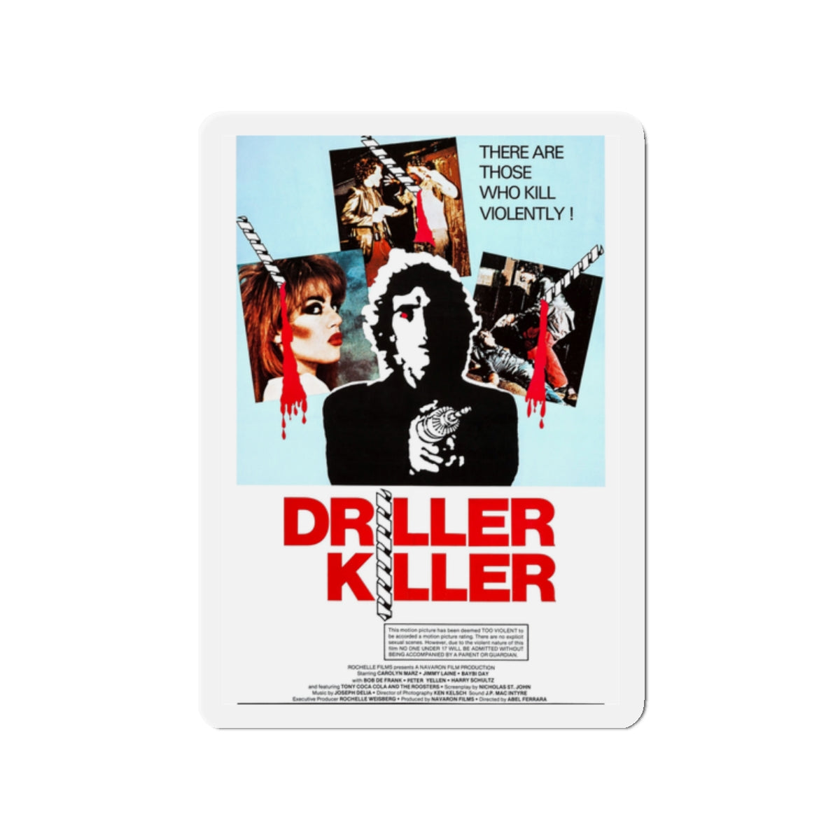 DRILLER KILLER 1979 Movie Poster - Die-Cut Magnet-2" x 2"-The Sticker Space