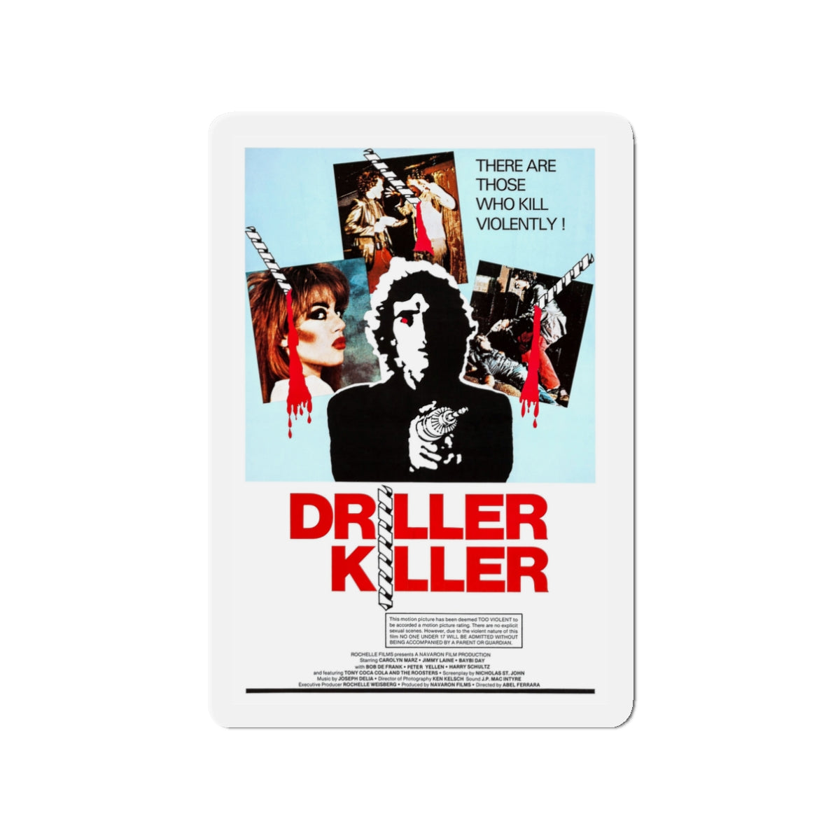 DRILLER KILLER 1979 Movie Poster - Die-Cut Magnet-3" x 3"-The Sticker Space