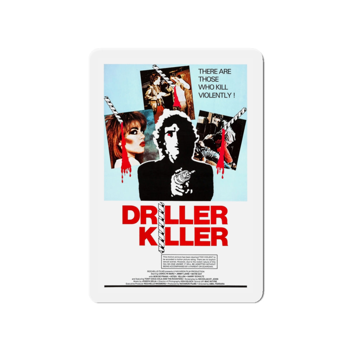 DRILLER KILLER 1979 Movie Poster - Die-Cut Magnet-4" x 4"-The Sticker Space