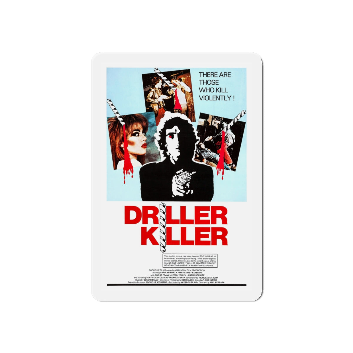 DRILLER KILLER 1979 Movie Poster - Die-Cut Magnet-6 × 6"-The Sticker Space