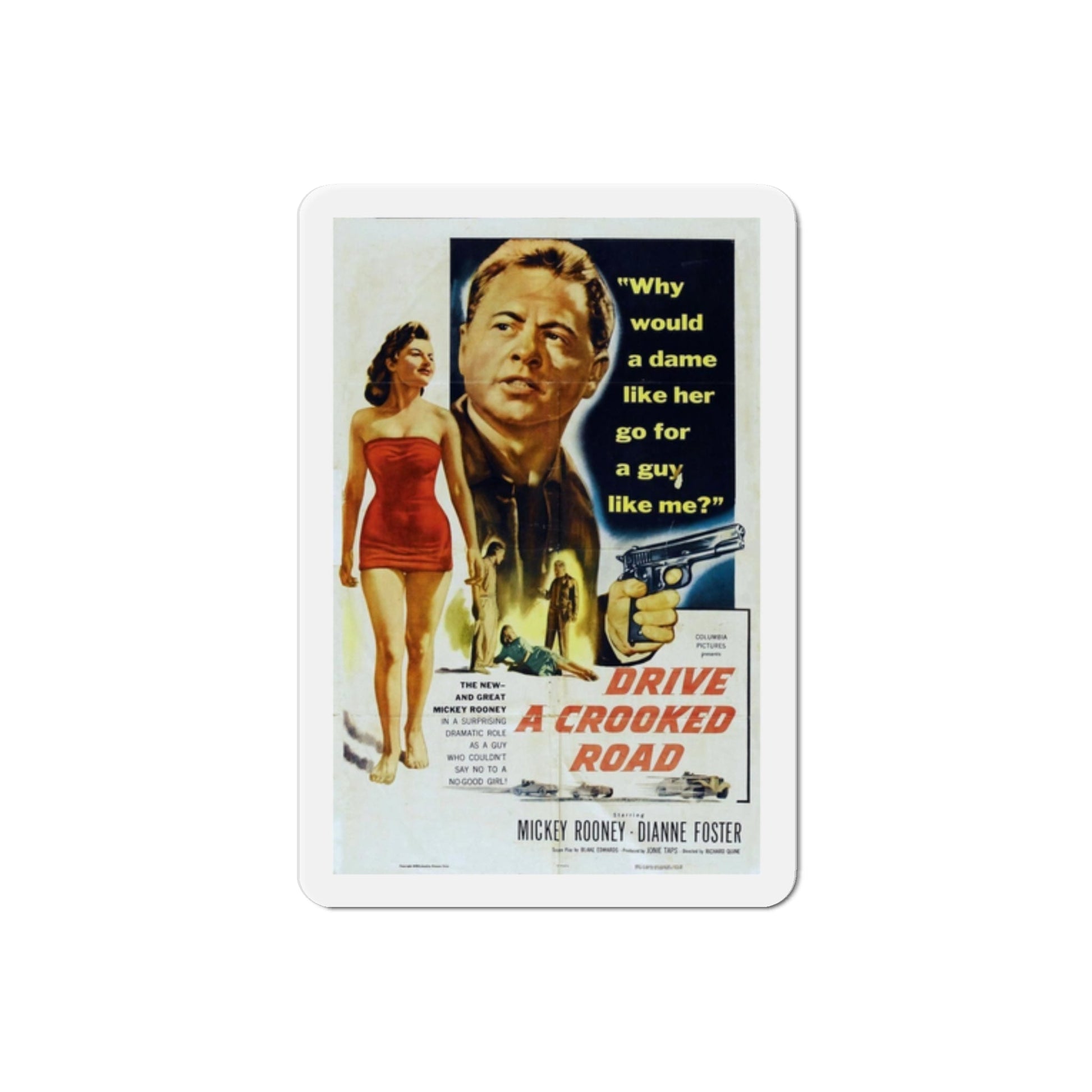 Drive a Crooked Road 1954 Movie Poster Die-Cut Magnet-2 Inch-The Sticker Space