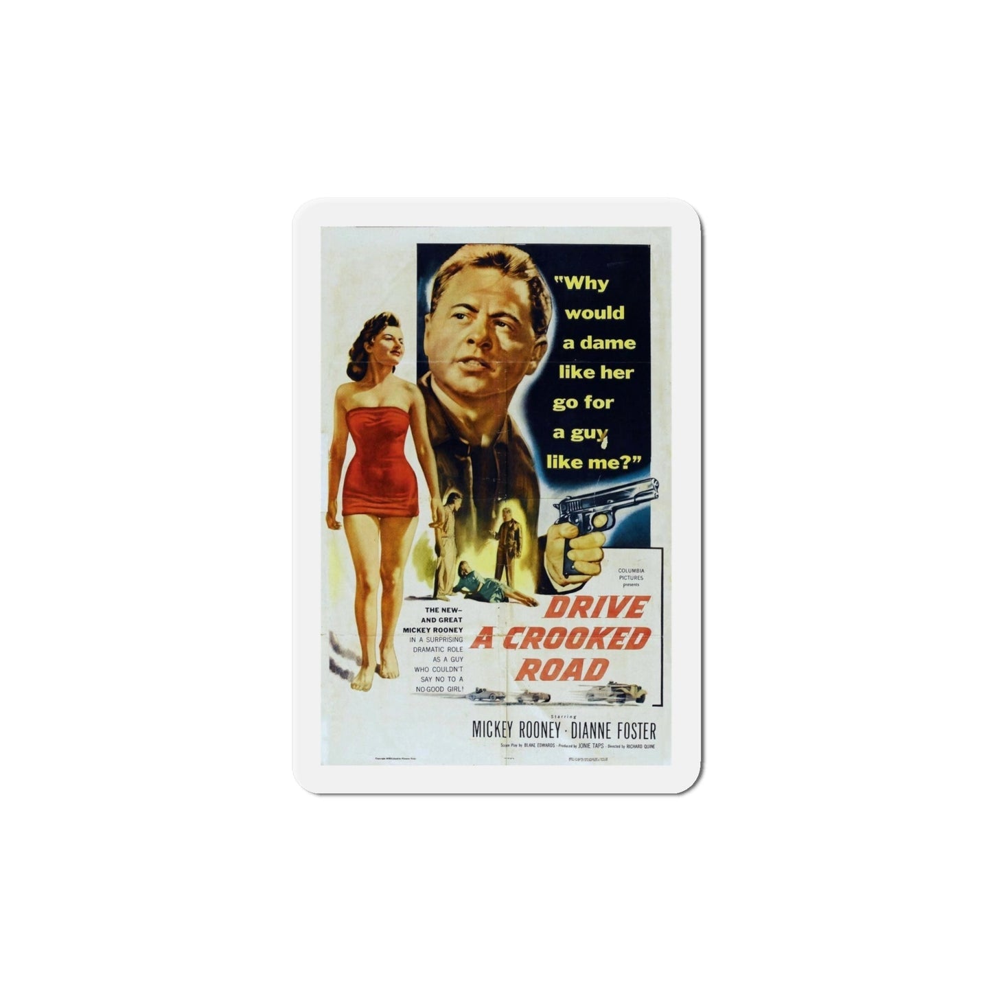 Drive a Crooked Road 1954 Movie Poster Die-Cut Magnet-6 Inch-The Sticker Space