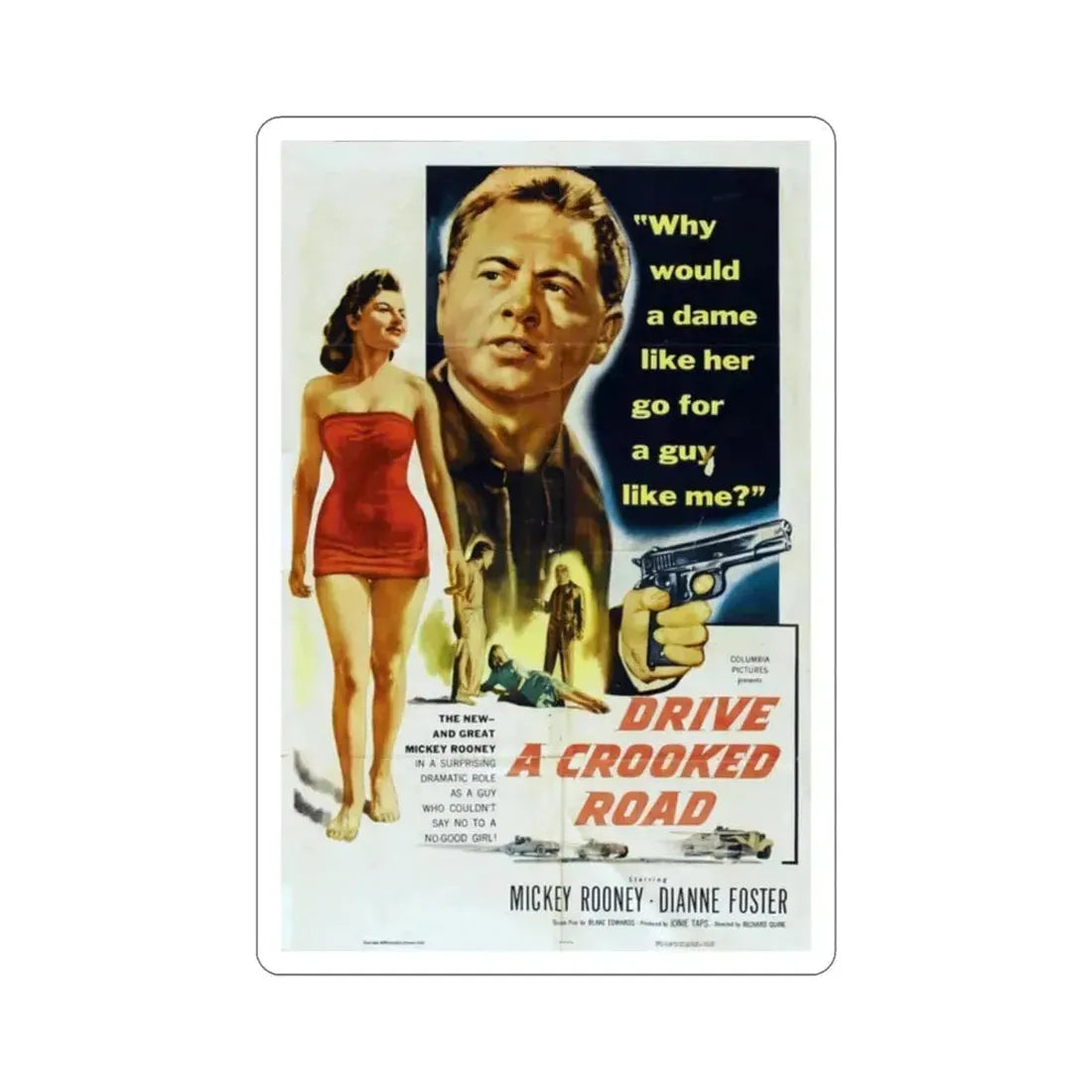 Drive a Crooked Road 1954 Movie Poster STICKER Vinyl Die-Cut Decal 2 Inch - The Sticker Space