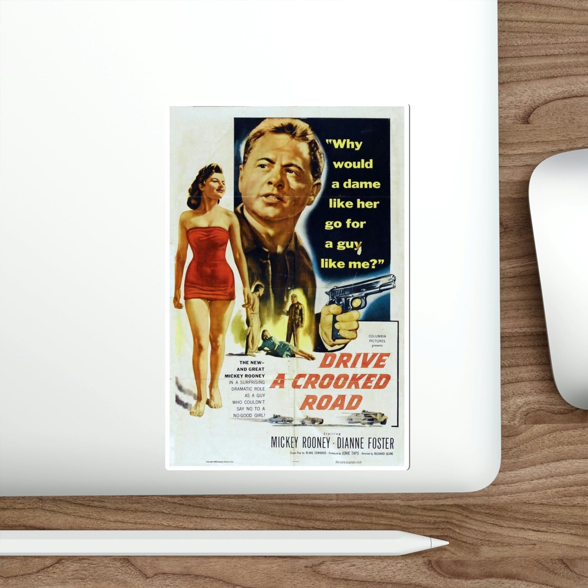 Drive a Crooked Road 1954 Movie Poster STICKER Vinyl Die-Cut Decal-The Sticker Space