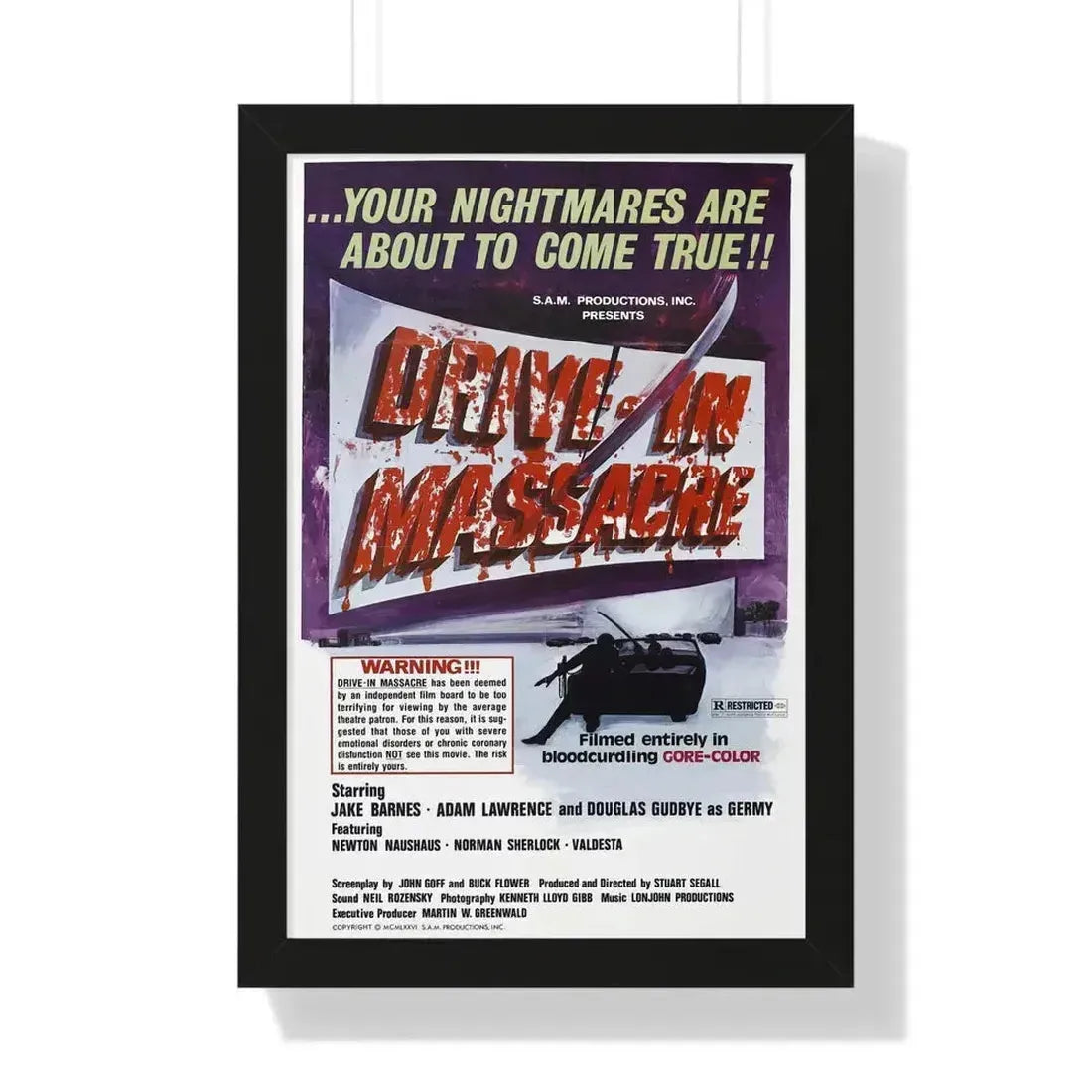 DRIVE-IN MASSACRE 1976 - Framed Movie Poster 16″ x 24″ Black - The Sticker Space
