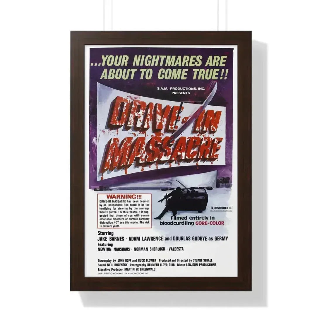 DRIVE-IN MASSACRE 1976 - Framed Movie Poster 16″ x 24″ Walnut - The Sticker Space