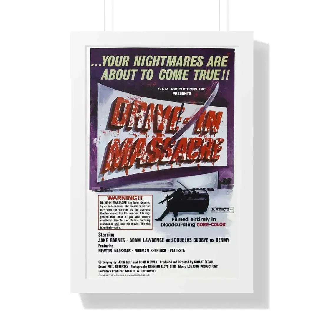 DRIVE-IN MASSACRE 1976 - Framed Movie Poster 16″ x 24″ White - The Sticker Space
