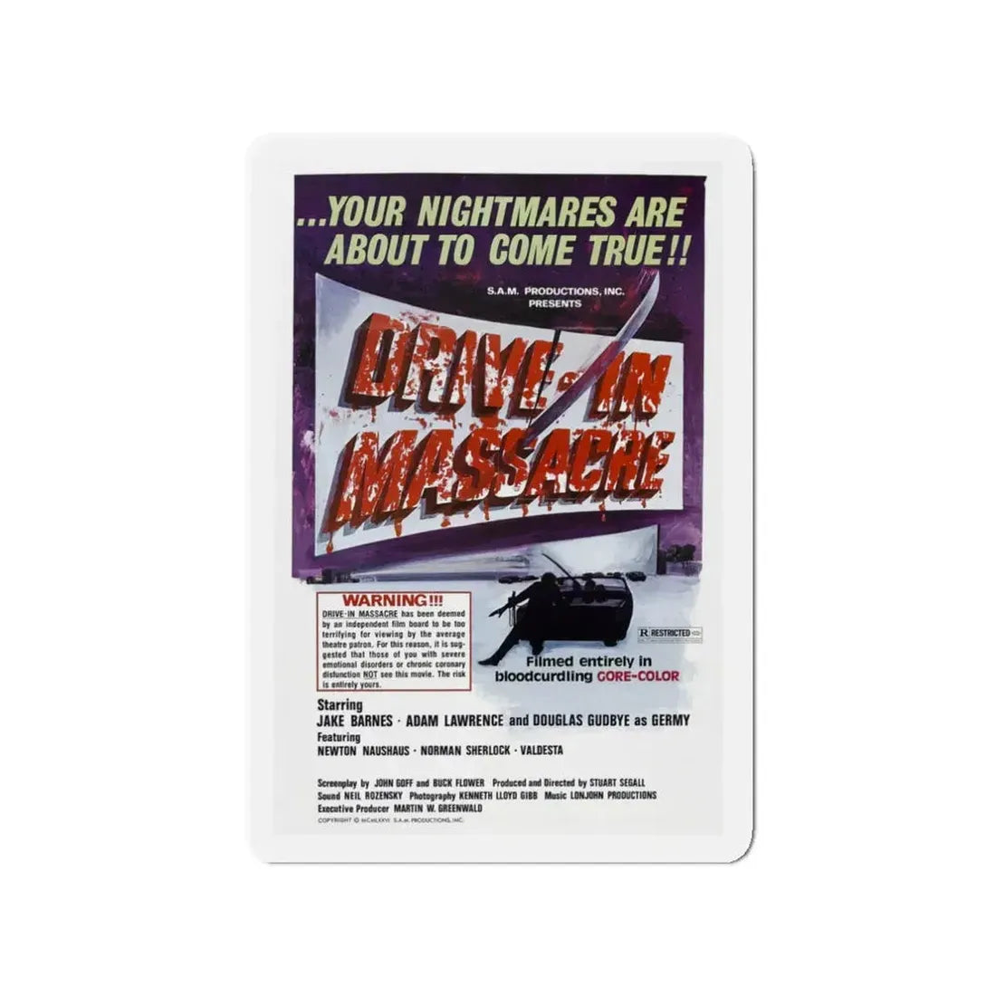 DRIVE-IN MASSACRE 1976 Movie Poster - Refrigerator Magnet 3 Inch - The Sticker Space
