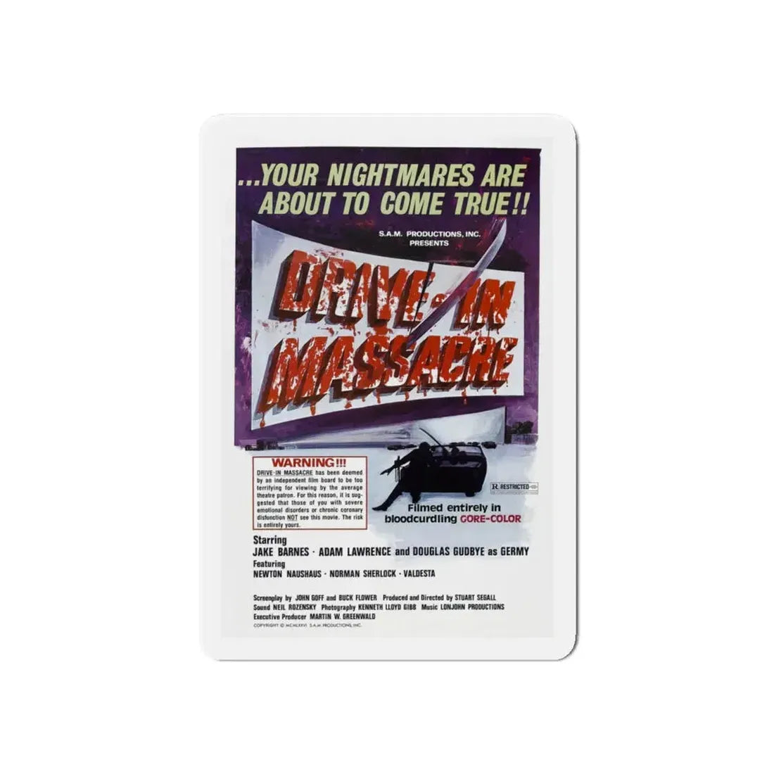 DRIVE-IN MASSACRE 1976 Movie Poster - Refrigerator Magnet 6 Inch - The Sticker Space