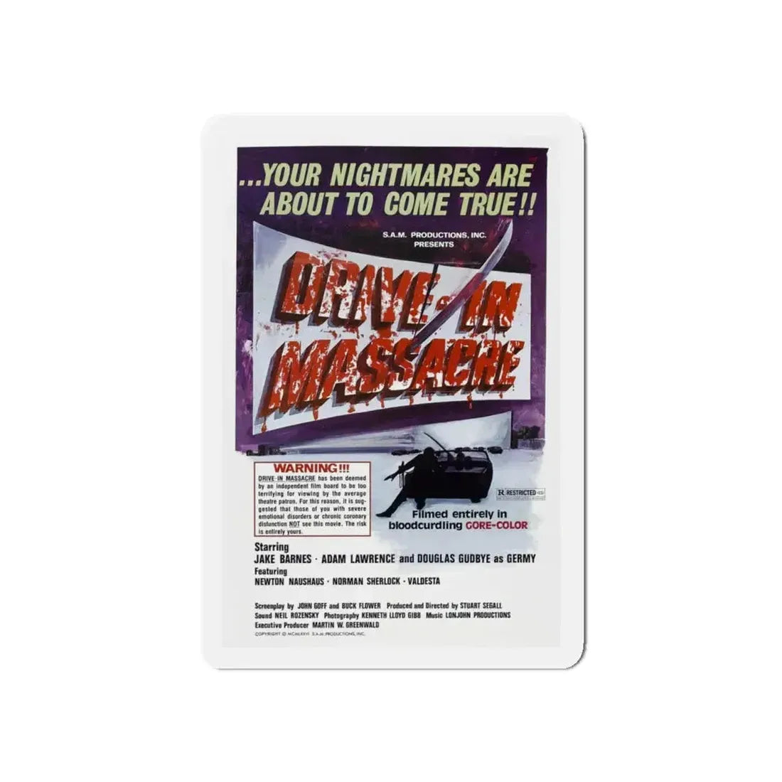 DRIVE-IN MASSACRE 1976 Movie Poster - Refrigerator Magnet - The Sticker Space