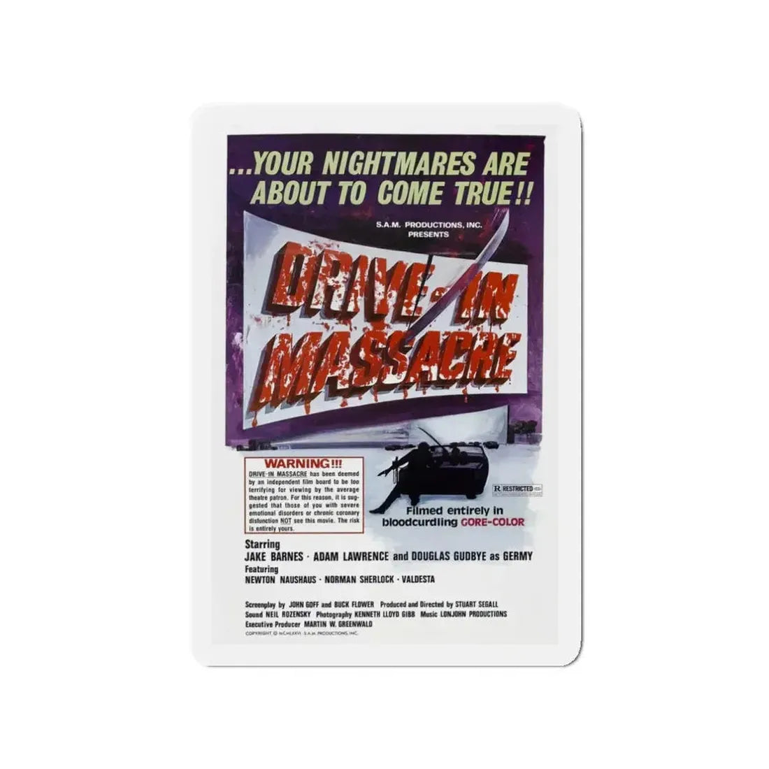 DRIVE-IN MASSACRE 1976 Movie Poster - Refrigerator Magnet - The Sticker Space