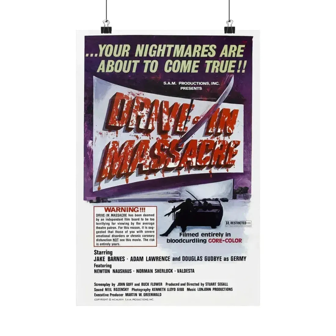 DRIVE-IN MASSACRE 1976 - Paper Movie Poster 12″ x 18″ Matte - The Sticker Space