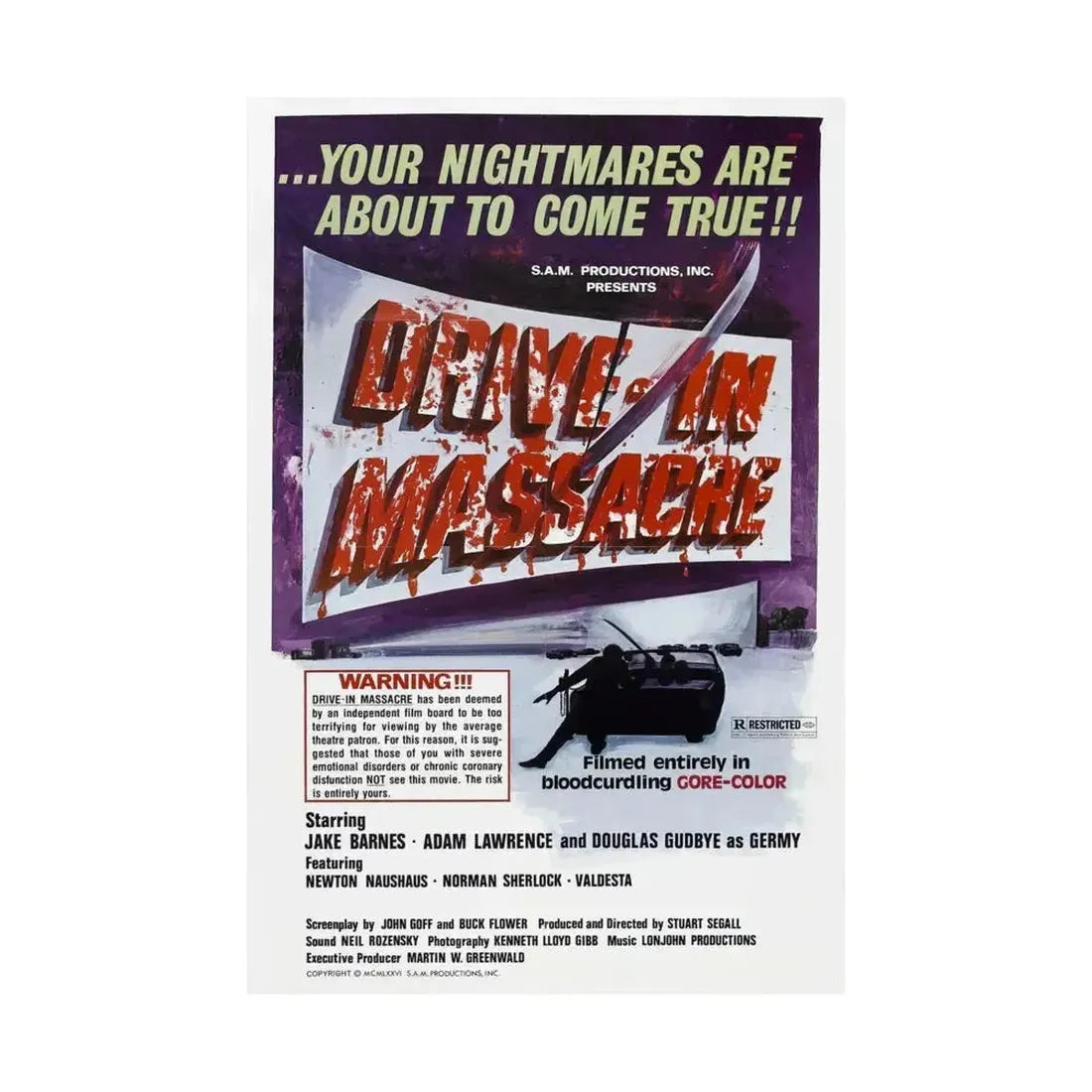 DRIVE-IN MASSACRE 1976 - Paper Movie Poster - The Sticker Space