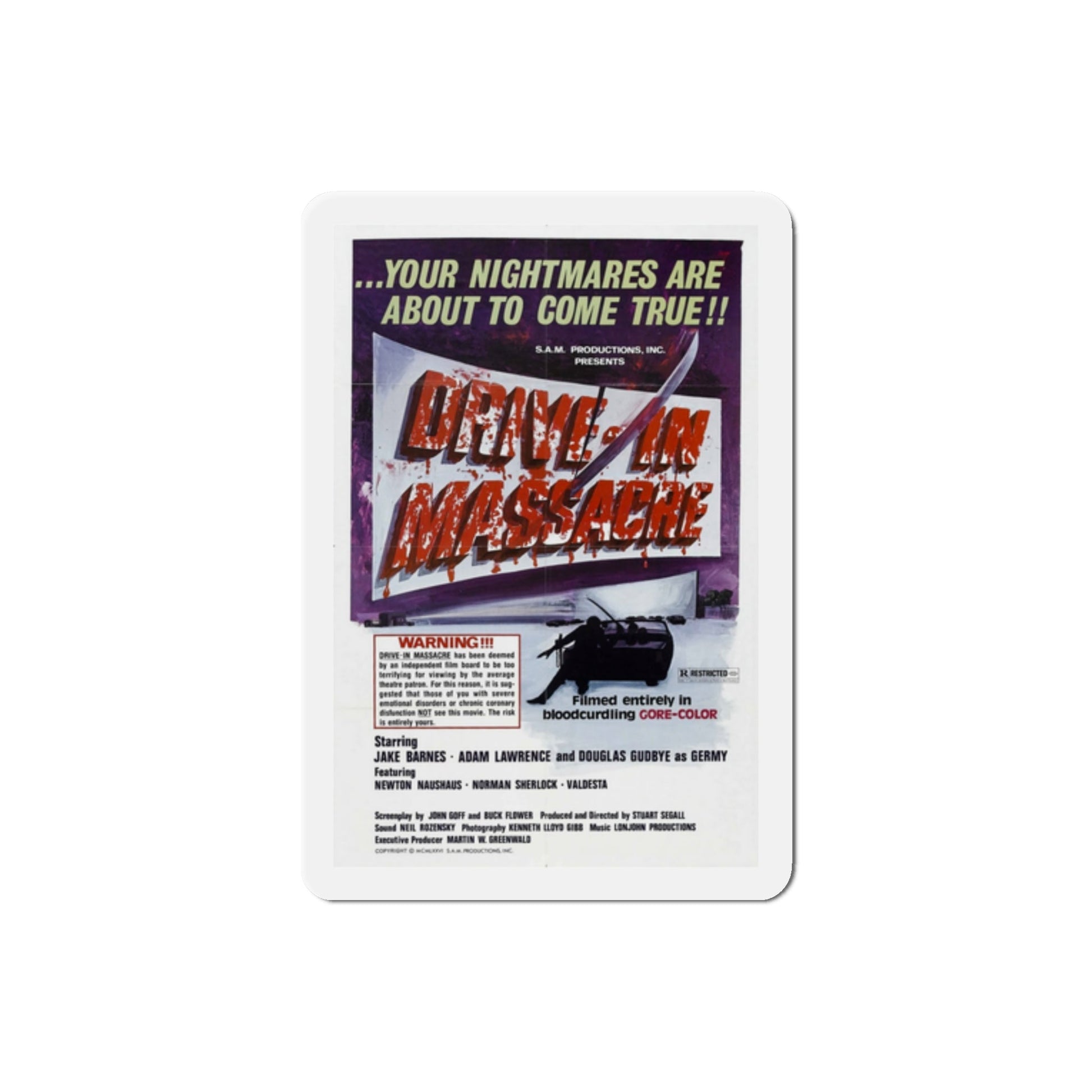 Drive In Massacre 1977 Movie Poster Die-Cut Magnet-2 Inch-The Sticker Space