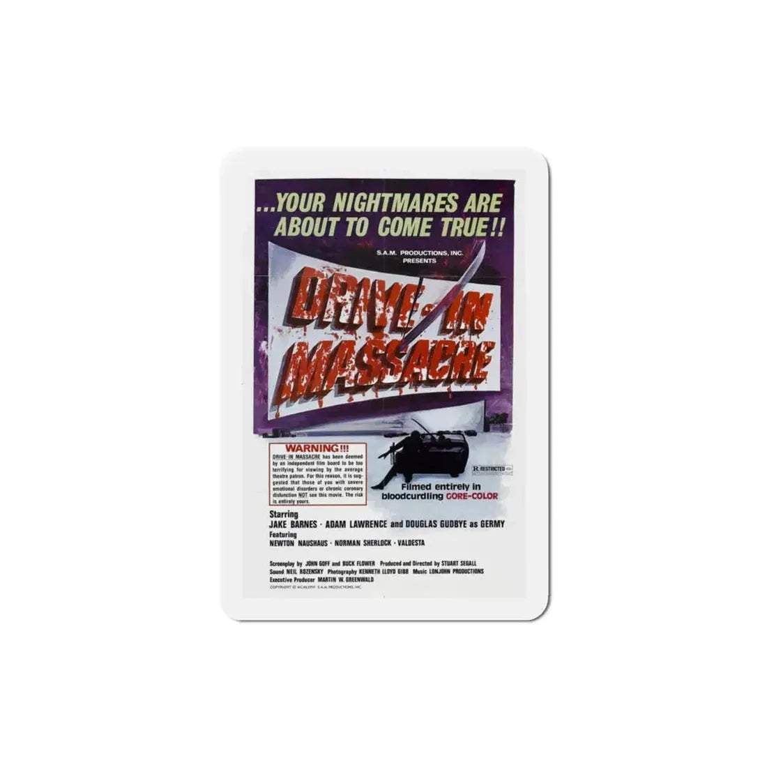 Drive In Massacre 1977 Movie Poster Refrigerator Magnet 3 Inch - The Sticker Space