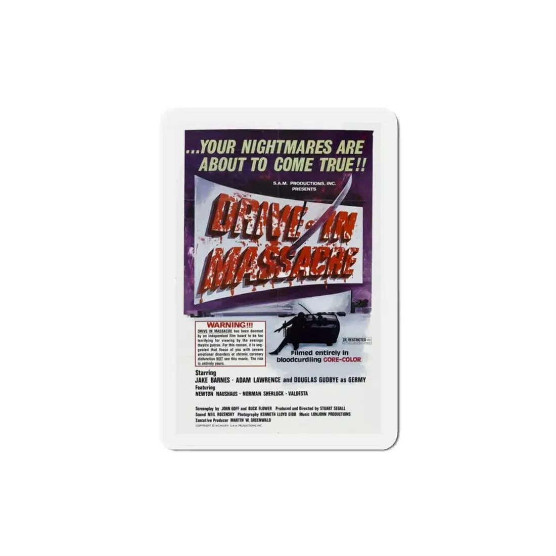Drive In Massacre 1977 Movie Poster Refrigerator Magnet - The Sticker Space