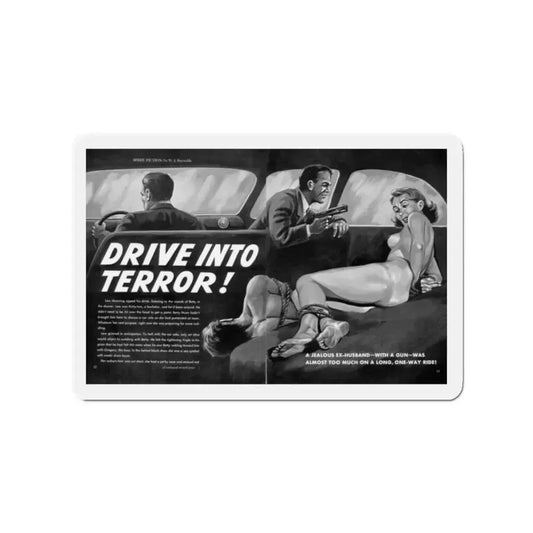 Drive Into Terror, Spree magazine, No. 38 - 1963 (Magazine Illustration) Refrigerator Magnet 2 Inch Die-Cut - The Sticker Space