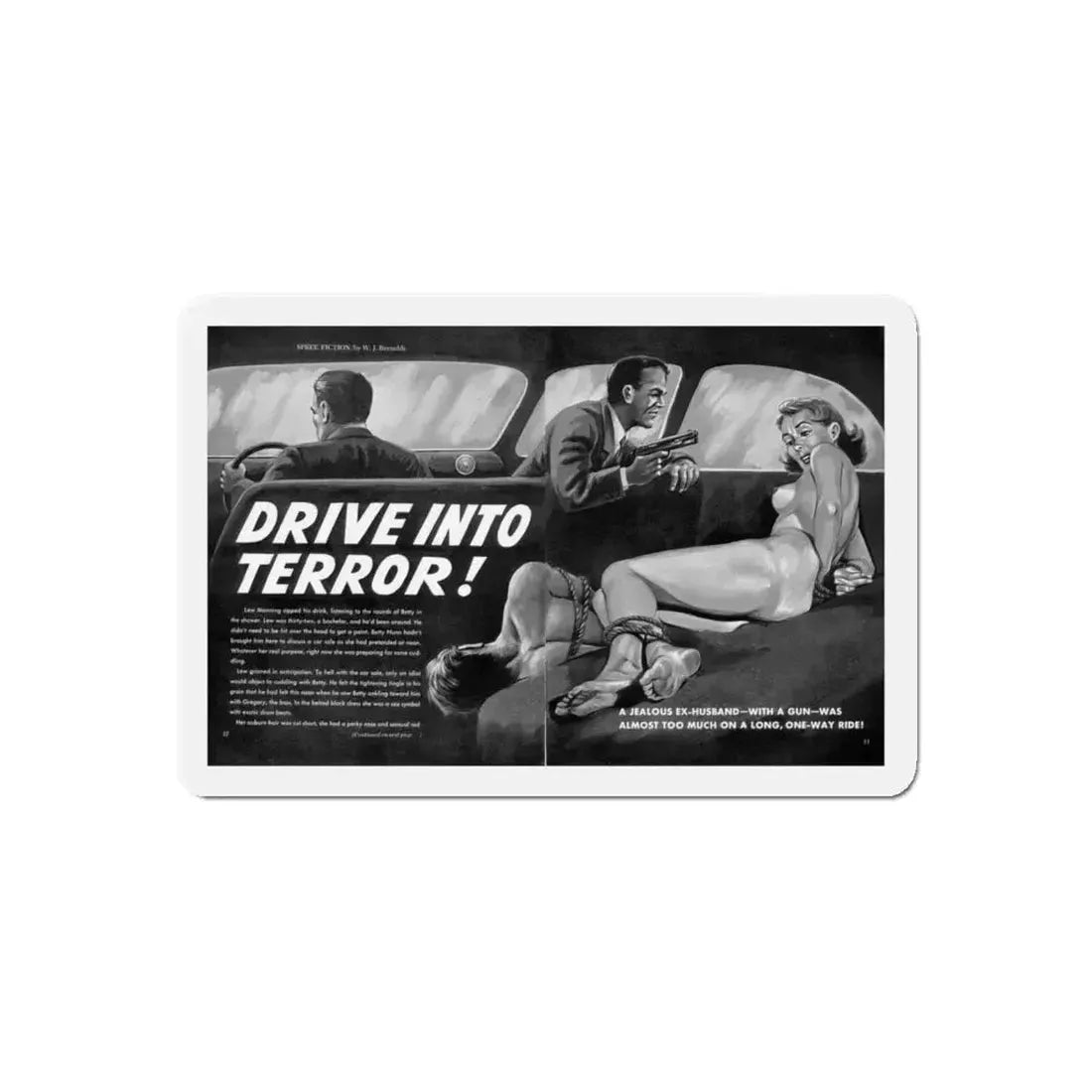 Drive Into Terror, Spree magazine, No. 38 - 1963 (Magazine Illustration) Refrigerator Magnet 5 Inch Die-Cut - The Sticker Space