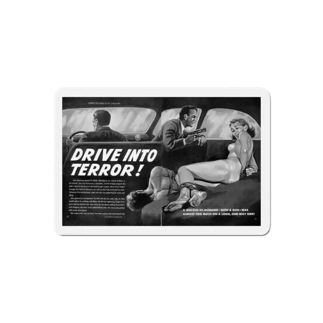 Drive Into Terror, Spree magazine, No. 38 - 1963 (Magazine Illustration) Refrigerator Magnet 6 Inch Die-Cut - The Sticker Space