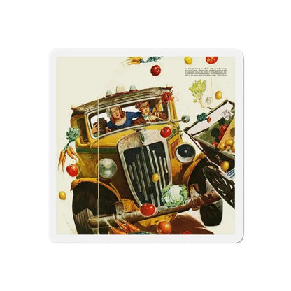Driving Lesson Gone Bad, Collier's magazine, 1946 (Magazine Illustration) Refrigerator Magnet 6 Inch Die-Cut - The Sticker Space