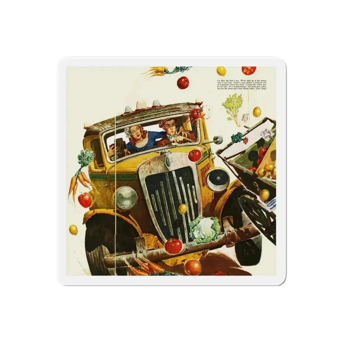 Driving Lesson Gone Bad, Collier's magazine, 1946 (Magazine Illustration) Refrigerator Magnet - The Sticker Space