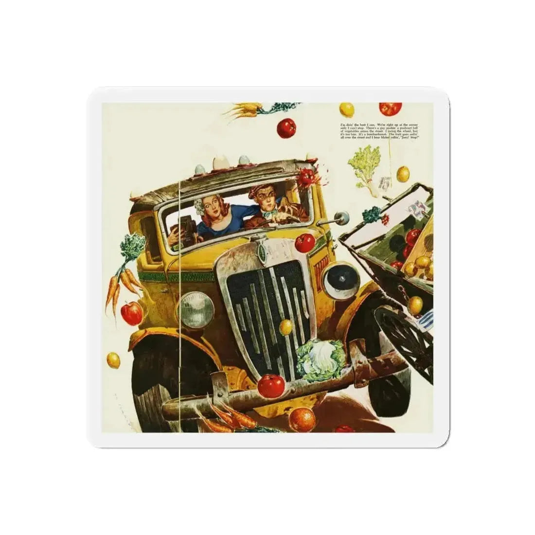 Driving Lesson Gone Bad, Collier's magazine, 1946 (Magazine Illustration) Refrigerator Magnet - The Sticker Space